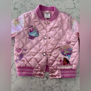 Disney Pink Quilted Princess Patch Bomber Jacket